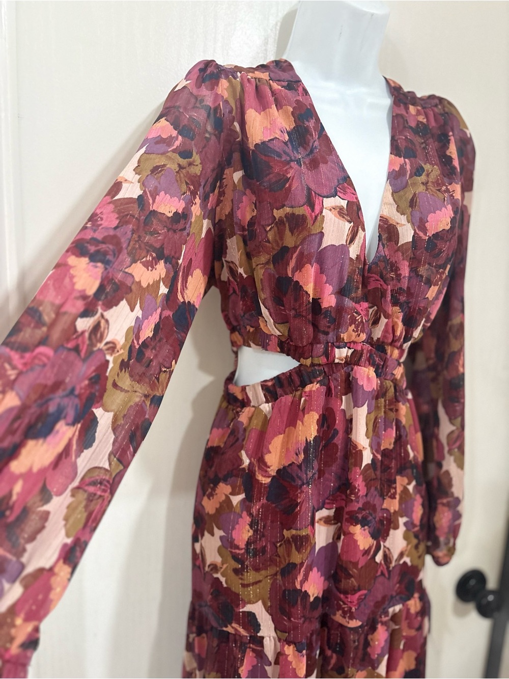 sofia by sofia vergara Burgundy and Pink Floral Maxi Dress - Picture 2 of 8